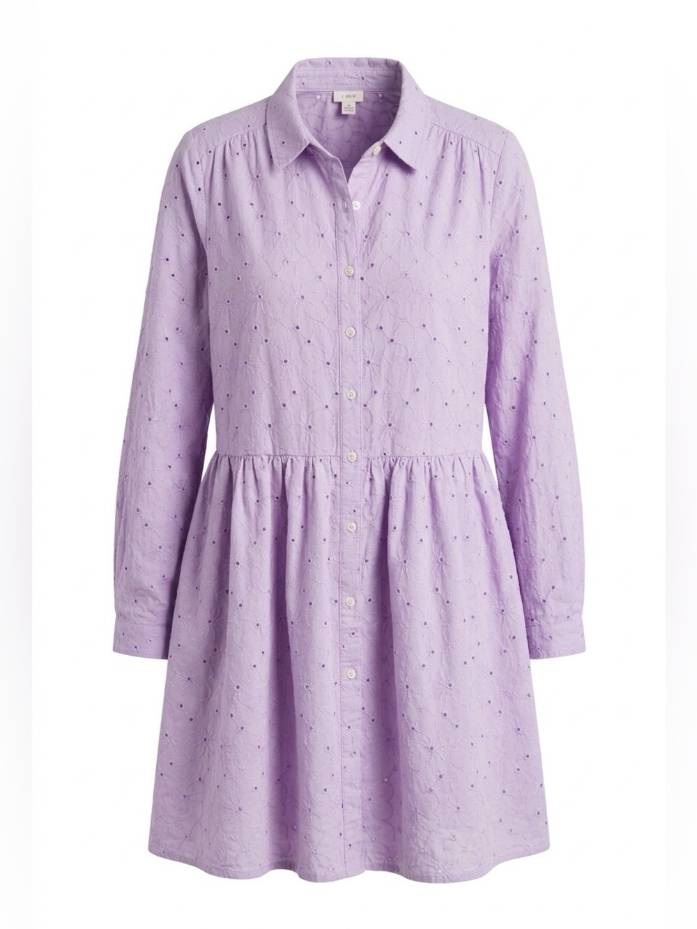 J. Crew Lavender Eyelet Button-Front Shirt Dress